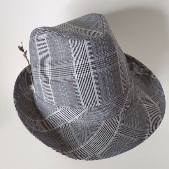 Capstar Fedora Hat With Feathers Glen Check 2398 - Picture 3 of 9